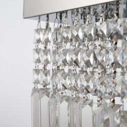 HOMCOM Modern Crystal Ceiling Light Square Crystal Chandelier for Living Room, Dining Room, Hall, E14 Base, Silver, 80 x 25 x 23cm - Aosom UK - thumbnail 8