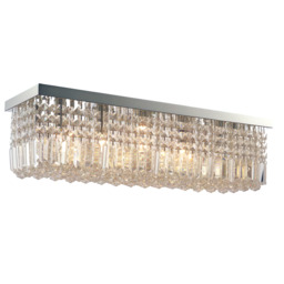 HOMCOM Modern Crystal Ceiling Light Square Crystal Chandelier for Living Room, Dining Room, Hall, E14 Base, Silver, 80 x 25 x 23cm - Aosom UK - thumbnail 1