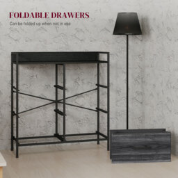 HOMCOM Rustic Chest of Six Fabric Drawers - Black - thumbnail 6