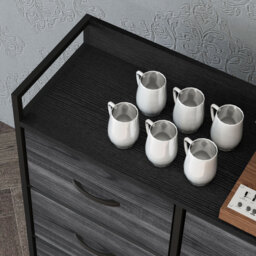 HOMCOM Rustic Chest of Six Fabric Drawers - Black - thumbnail 8