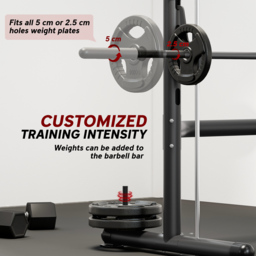 HOMCOM Squat Rack with Pull-Up Bar, Adjustable Weight Rack, Multi-Functional Weight Lifting Barbell Stand for Home Gym Strength Training - thumbnail 6