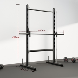 HOMCOM Squat Rack with Pull-Up Bar, Adjustable Weight Rack, Multi-Functional Weight Lifting Barbell Stand for Home Gym Strength Training - thumbnail 3