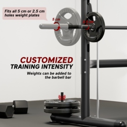 HOMCOM Squat Rack with Pull-Up Bar, Adjustable Weight Rack, Multi-Functional Weight Lifting Barbell Stand for Home Gym Strength Training - thumbnail 6