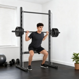 HOMCOM Squat Rack with Pull-Up Bar, Adjustable Weight Rack, Multi-Functional Weight Lifting Barbell Stand for Home Gym Strength Training - thumbnail 2