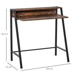 HOMCOM Writing Desk with Storage Shelf and Metal frame, Computer Table, Home Office PC Laptop Workstation, Rustic Brown - Aosom UK - thumbnail 3