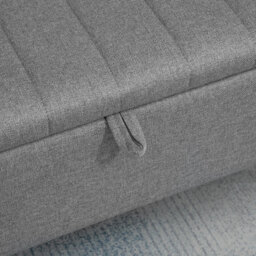 HOMCOM Storage Ottoman with Flip Top, Rectangular Upholstered Bench, Linen Fabric Footstool with Steel Legs for Living Room, Bedroom, Grey - Aosom UK - thumbnail 8