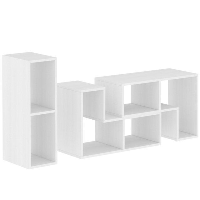 HOMCOM Modular TV Stand, Free Combination Unit with Storage Shelves, Expandable Entertainment Centre for Living Room, White - Aosom UK - image 1