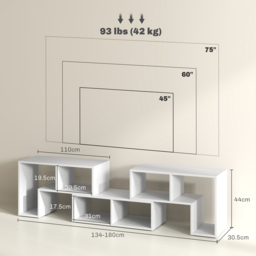 HOMCOM Modular TV Stand, Free Combination Unit with Storage Shelves, Expandable Entertainment Centre for Living Room, White - Aosom UK - thumbnail 3