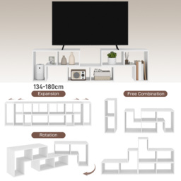 HOMCOM Modular TV Stand, Free Combination Unit with Storage Shelves, Expandable Entertainment Centre for Living Room, White - Aosom UK - thumbnail 4