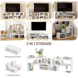 HOMCOM Modular TV Stand, Free Combination Unit with Storage Shelves, Expandable Entertainment Centre for Living Room, White - Aosom UK - thumbnail 5