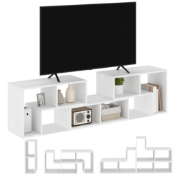HOMCOM Modular TV Stand, Free Combination Unit with Storage Shelves, Expandable Entertainment Centre for Living Room, White - Aosom UK - thumbnail 8