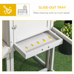 PawHut Wooden Rabbit Hutch with Extra Fenced Area, Large Guinea Pig Cage, Small Animal House for Indoor with Slide-out Tray, Light Grey - thumbnail 6