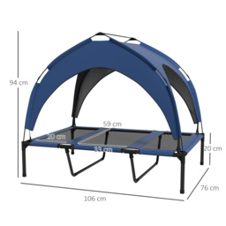 PawHut Cooling Raised Pet Bed with Washable Breathable Mesh for Large Dogs, 106 x 76 x 94cm, Dark Blue - Aosom UK - thumbnail 3
