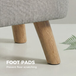 HOMCOM Linen-Look Square Padded Footstool - Light Brown - thumbnail 6