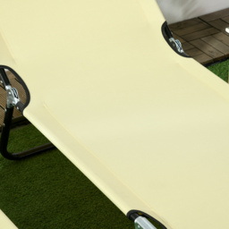 Outsunny Set of Two Metal Frame Folding Sun Loungers - Beige - thumbnail 8