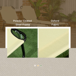 Outsunny Set of Two Metal Frame Folding Sun Loungers - Beige - thumbnail 6