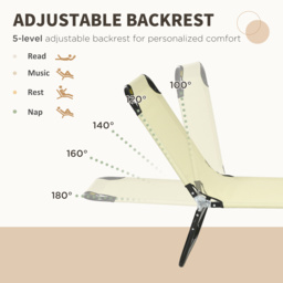 Outsunny Set of Two Metal Frame Folding Sun Loungers - Beige - thumbnail 4