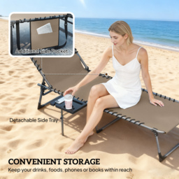 Outsunny Five-Position Reclining Sun Loungers Set of 2 - Beige - thumbnail 6