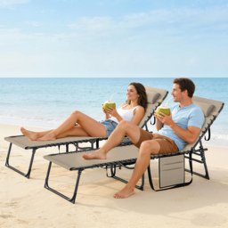 Outsunny Five-Position Reclining Sun Loungers Set of 2 - Beige - thumbnail 8