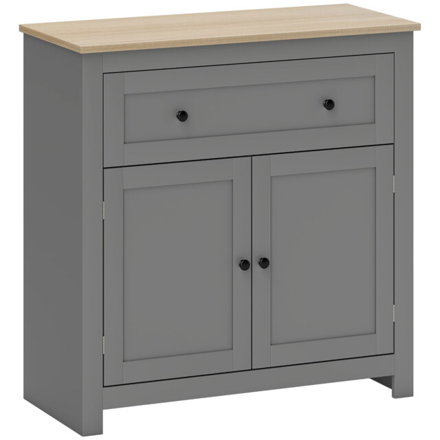 HOMCOM Sideboard Storage Cabinet, Morden Kitchen Cupboard with Adjustable Shelf, Drawer and Double Doors, Sideboard for Living Room, Dining Room, Hallway, Grey - image 1