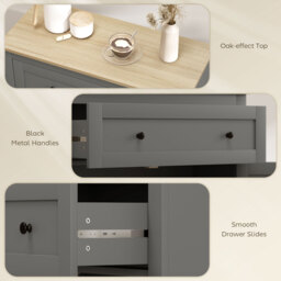 HOMCOM Sideboard Storage Cabinet, Morden Kitchen Cupboard with Adjustable Shelf, Drawer and Double Doors, Sideboard for Living Room, Dining Room, Hallway, Grey - thumbnail 7