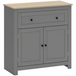 HOMCOM Sideboard Storage Cabinet, Morden Kitchen Cupboard with Adjustable Shelf, Drawer and Double Doors, Sideboard for Living Room, Dining Room, Hallway, Grey - thumbnail 1