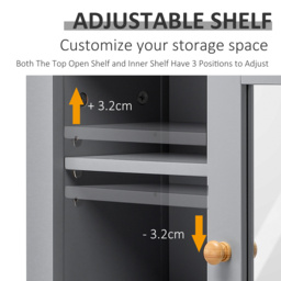 Kleankin Wall-Mounted Mirror Cabinet: Bathroom Storage with Door, Adjustable Shelf, Ideal for Hallways & Living Areas, Grey - Aosom UK - thumbnail 5