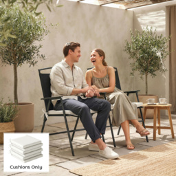 Outsunny Set of 6 Outdoor Seat Cushions with Machine Washable Cover, Water Repellent Seat Cushions Cream White - thumbnail 9