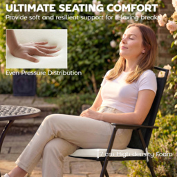 Outsunny Set of 6 Outdoor Seat Cushions with Machine Washable Cover, Water Repellent Seat Cushions Cream White - thumbnail 4