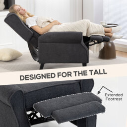 HOMCOM 132° Recliner Armchair, with Extended Footrest - Dark Grey - thumbnail 7