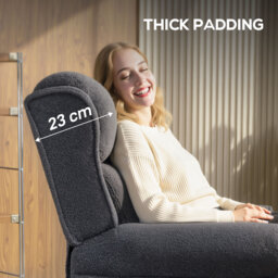 HOMCOM 132° Recliner Armchair, with Extended Footrest - Dark Grey - thumbnail 6