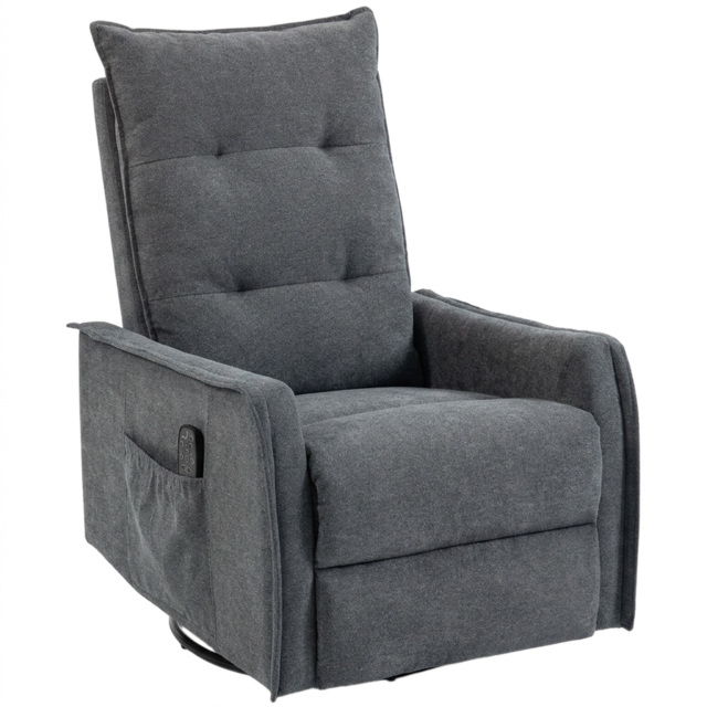 HOMCOM Recliner Armchair, Chenille Recliner Chair with Massage and Heat, 360° Swivel Rocking Manual Recliner, Dark Grey - image 1