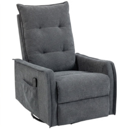 HOMCOM Recliner Armchair, Chenille Recliner Chair with Massage and Heat, 360° Swivel Rocking Manual Recliner, Dark Grey