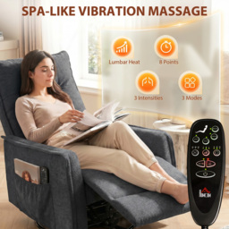 HOMCOM Recliner Armchair, Chenille Recliner Chair with Massage and Heat, 360° Swivel Rocking Manual Recliner, Dark Grey - thumbnail 4