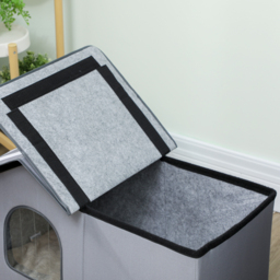 PawHut Outdoor Cat House, Weatherproof Feral Cat Cave with Elevated Base and Cushion for Winter, Grey - thumbnail 8