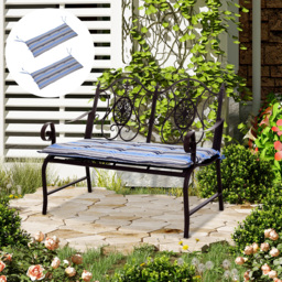 Outsunny Outdoor Bench Swing Chair Cushion Seat Pad Mat Replacement for 2-3 Seater, Garden Patio, 120L x 50W x 5T cm, Blue Stripes - thumbnail 2