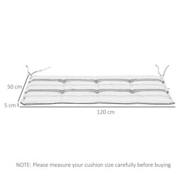 Outsunny Outdoor Bench Swing Chair Cushion Seat Pad Mat Replacement for 2-3 Seater, Garden Patio, 120L x 50W x 5T cm, Blue Stripes - thumbnail 3