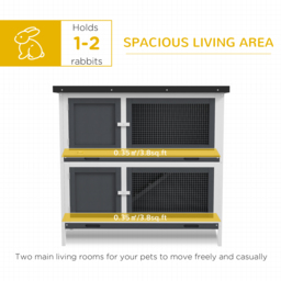 PawHut Double Decker Rabbit Hutch 2 Tier Guinea Pig House Pet Cage Outdoor with Sliding-out Tray, 100x47x91cm, Grey - thumbnail 5