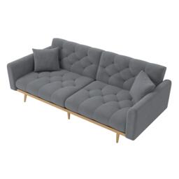 2-Seater Modern Sofa with 3-Position Adjustable Backres and Thick Foam Cushions, Sofa Bed for Compact Room, 165L x 72.5W x 75H cm, Grey - Aosom UK - thumbnail 9