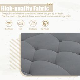 2-Seater Modern Sofa with 3-Position Adjustable Backres and Thick Foam Cushions, Sofa Bed for Compact Room, 165L x 72.5W x 75H cm, Grey - Aosom UK - thumbnail 8