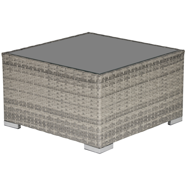 Outsunny Rattan Wicker Patio Coffee Table Ready to Use Outdoor Furniture Suitable for Garden Backyard Grey - image 1