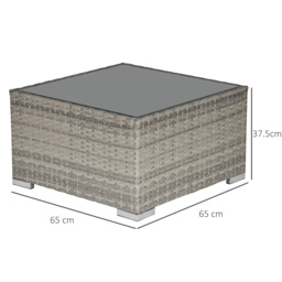 Outsunny Rattan Wicker Patio Coffee Table Ready to Use Outdoor Furniture Suitable for Garden Backyard Grey - thumbnail 3