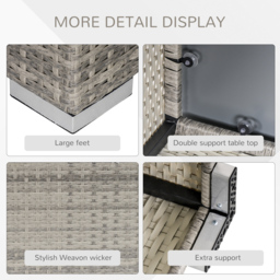 Outsunny Rattan Wicker Patio Coffee Table Ready to Use Outdoor Furniture Suitable for Garden Backyard Grey - thumbnail 5