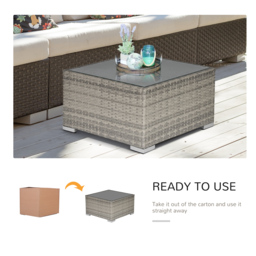 Outsunny Rattan Wicker Patio Coffee Table Ready to Use Outdoor Furniture Suitable for Garden Backyard Grey - thumbnail 4