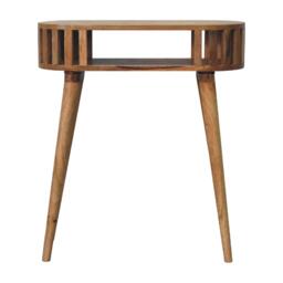 Solid Wood Ariella Console Table with Hand-finished and Open Shelf, Desk with Scandi-inspired Nordic Legs, 30L x 70W x 80H cm, Brown - Aosom UK - thumbnail 2
