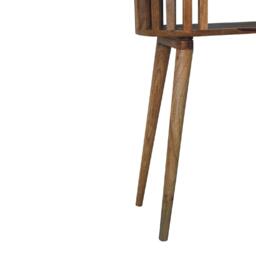 Solid Wood Ariella Console Table with Hand-finished and Open Shelf, Desk with Scandi-inspired Nordic Legs, 30L x 70W x 80H cm, Brown - Aosom UK - thumbnail 5
