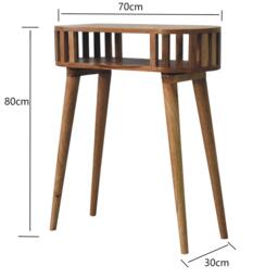 Solid Wood Ariella Console Table with Hand-finished and Open Shelf, Desk with Scandi-inspired Nordic Legs, 30L x 70W x 80H cm, Brown - Aosom UK - thumbnail 3