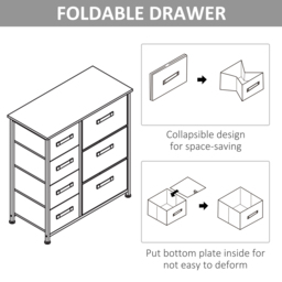 HOMCOM 7 Drawer Cabinet, Vertical Linen Storage Dresser Tower with Metal Frame, Adjustable Feet for Living Room, Bathroom, Kitchen, Grey - Aosom UK - thumbnail 7
