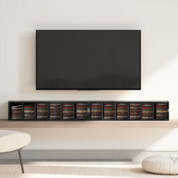 HOMCOM Set of 2 CD Media Display Shelf Unit Tower Rack with Adjustable Shelves, High Gloss Black - thumbnail 9
