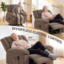HOMCOM Oversized Riser Recliner Chair with Massage and Heat, Power Lift Recliner for Elderly with Wide Seat and Back, Brown - thumbnail 4